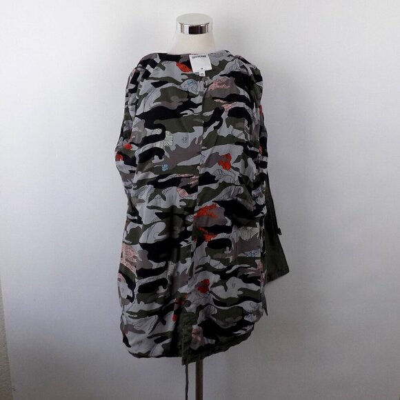 True Religion Parka Jacket Military Army Green Size Small Linen Blend Hooded - Picture 8 of 10